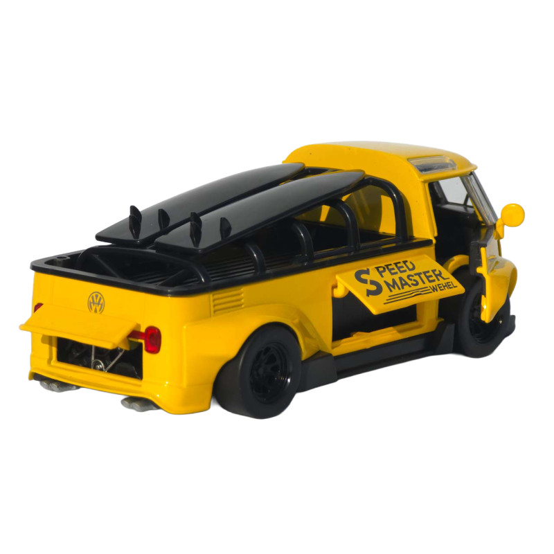 Машинка метал Volkswagen Type 2 (T1) жовта 1:32 світло звук інерція відч двері 2 дошки (TK-19102)
