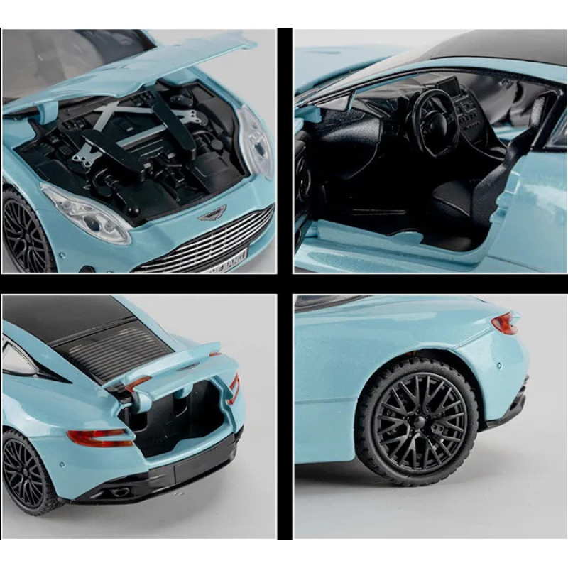 Машинка метал Aston Martin DB12 GT блакитна 1:32 світло звук 15,5*6,5*4см (84112)