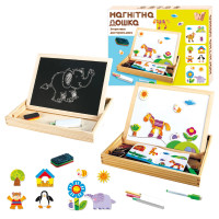Дерев'яна магнітна дошка WToys магніти фломастер губка крейда 28*21*1см (97678)