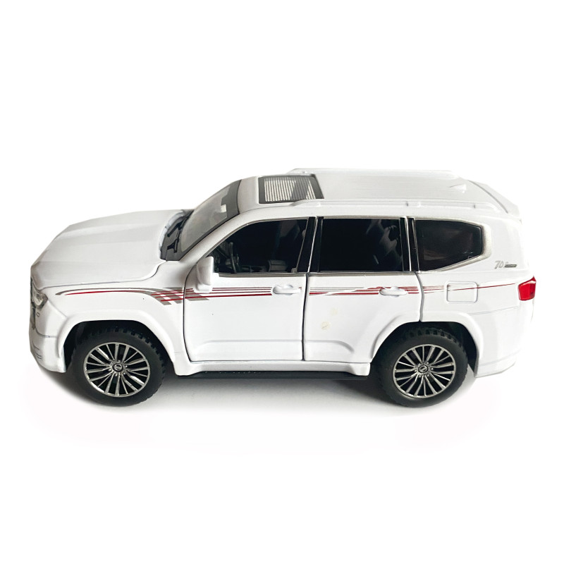 Іграшкова машинка металева Toyota Land Cruiser 300, тойота ленд крузер, білий, звук, світло, інерція, відкр двері, багажник, капот, 1:32, 15*7*6см (ТК-18010)