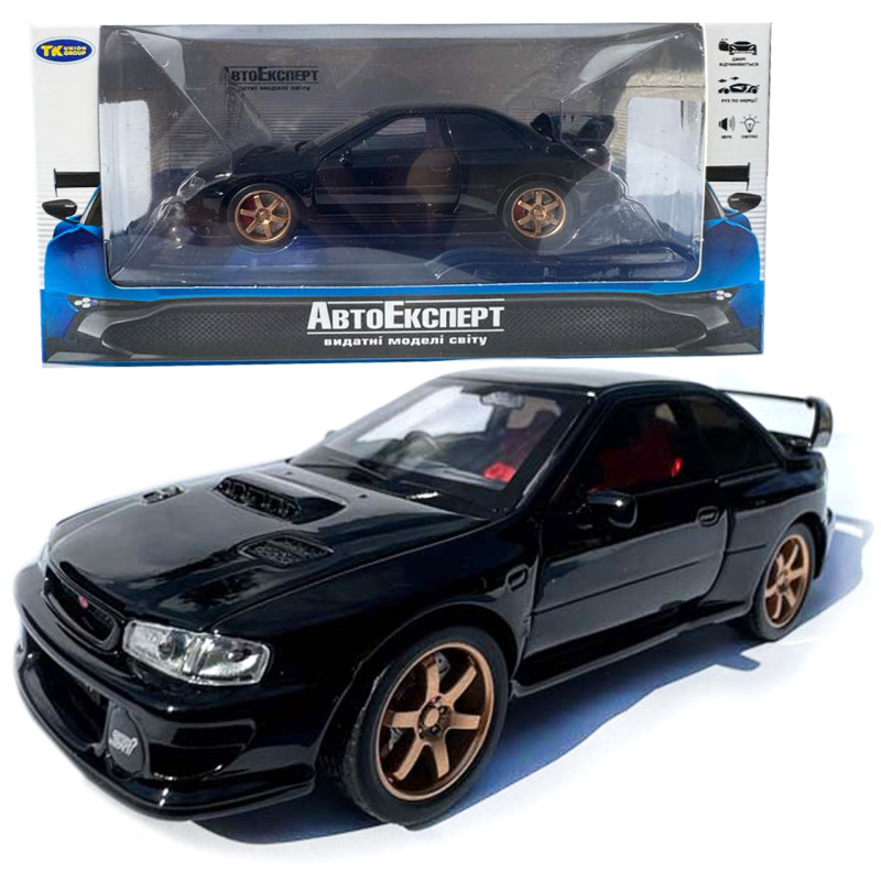 Машинка Subaru Impreza WRX STI чорна субару 1:32 світло звук інерція відч двері баг капот 13,5*5*4,5см (TK-30718)