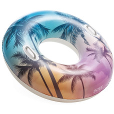 Intex надувний круг Transparent Tube фіолетовий пальми з ручками 97см 9+ (58263)