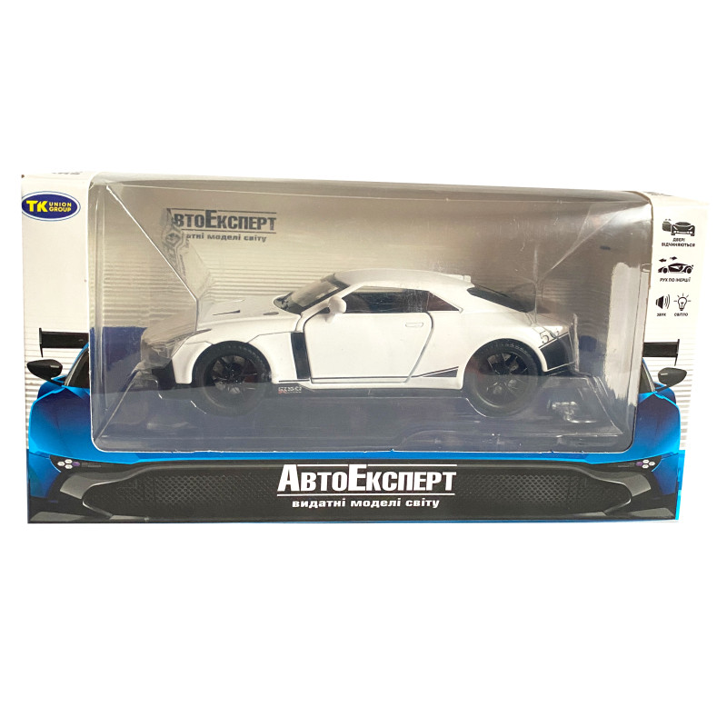Іграшкова машинка металева Nissan GT-R 50, нісаан, білий, звук, світло, інерція, откр двері, багажник, капот, Автоексперт, 1:32, 14,5*7*6см (ТК-17799)