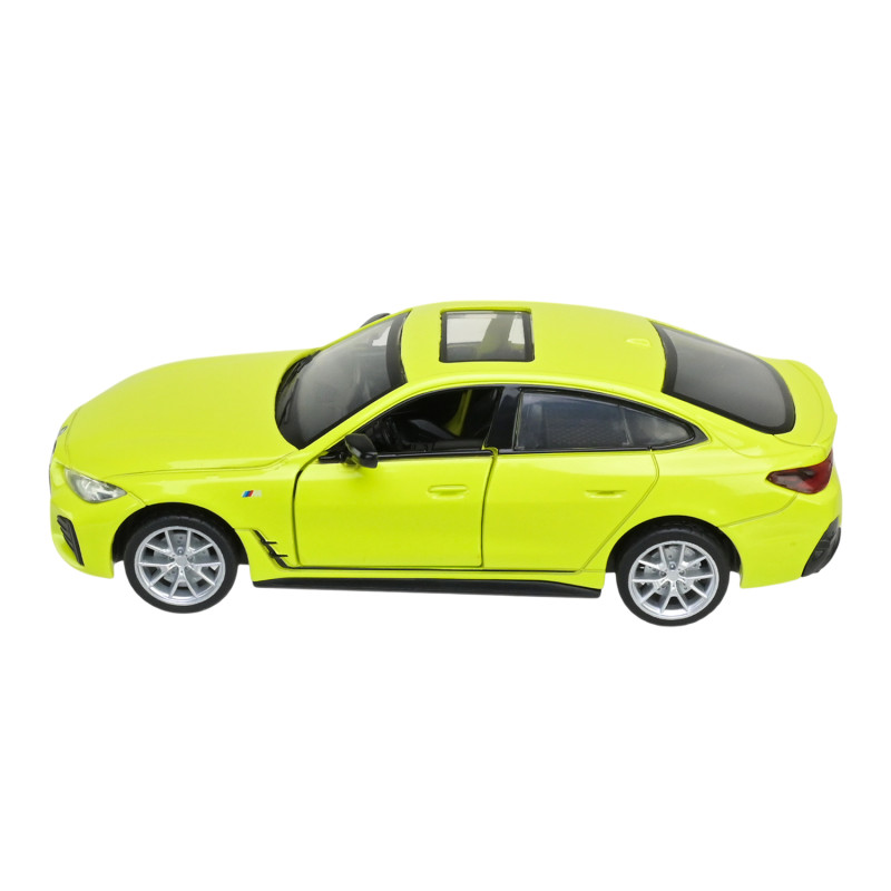Машинка металева електро 1:34 BMW I4 M50 БМВ салатова світло звук відкр двері 14*5,5*4см (68714)