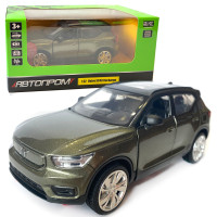 Машина металлическая Автопром 1:32 Volvo XC40 Recharge, зеленый, бат., свет, звук, откр.двери, 14*5,5*4 см (68411)