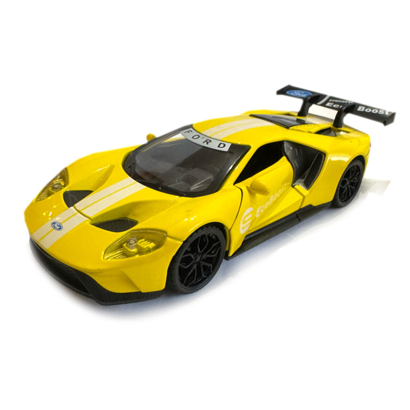 Машинка металева Ford 2017 GT 1:32 Форд жовта звук світло інерція відкр двері  15*7*4см (DL-96332)