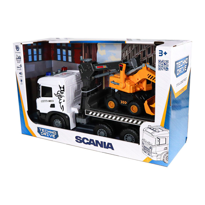 Автокран Scania Scania с экскаватором, Super Big Truck, TechnoDrive, свет, звук 52х19х26см (5004KS)