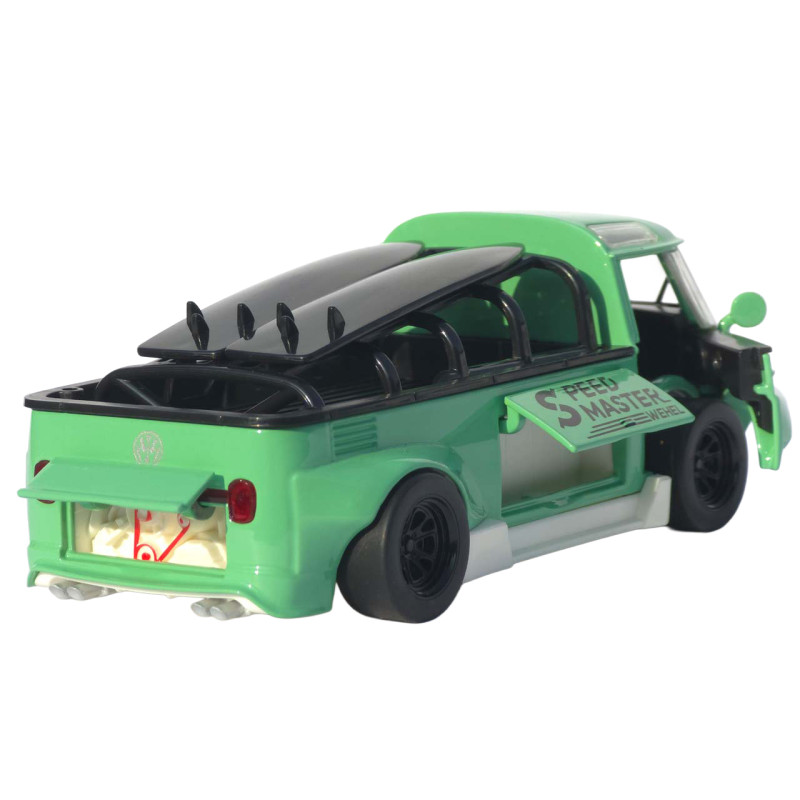 Машинка метал Volkswagen Type 2 (T1) зелена 1:32 світло звук інерція відч двері (TK-19102)
