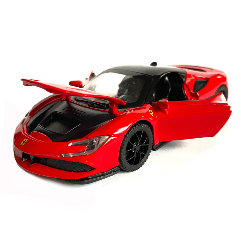 Іграшкова машинка металева Ferrari, Феррарі червона, звук, світло, інерція, откр двері, капот, Автоексперт, 1:32,14,5*7*4см (ТК-19002)
