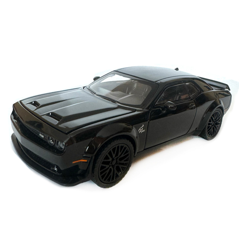 Машинка металева Dodge Challenger SRT Додж чорний звук світло відкр двері багажник капот Автосвіт 1:32, 16*7*5 см (AP-1992)