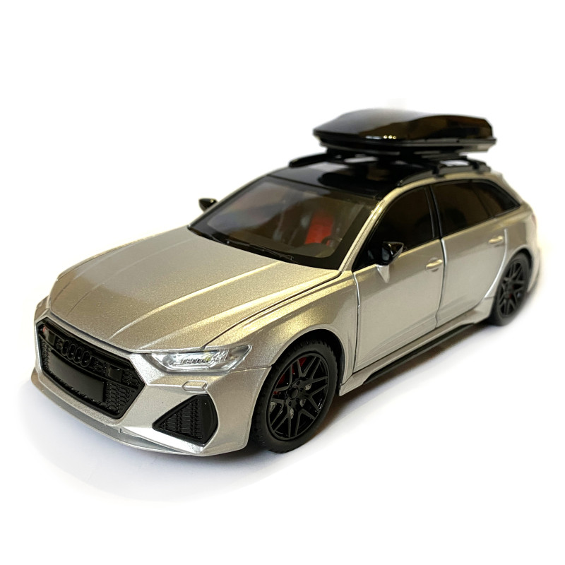 Машинка металева Audi RS6 ауді срібна 1:24 світло інерція відкриваються двері багажник капот багажник резина колеса 21*8*8см (AP-2070)