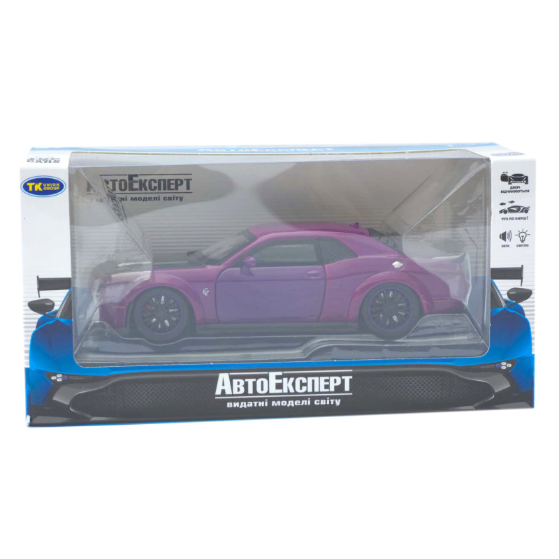 Машинка метал Dodge Challenger SRT Hellcat Redeye фіолетова 1:32 світло звук інерція 15*6,5*4 см (TK-12200)