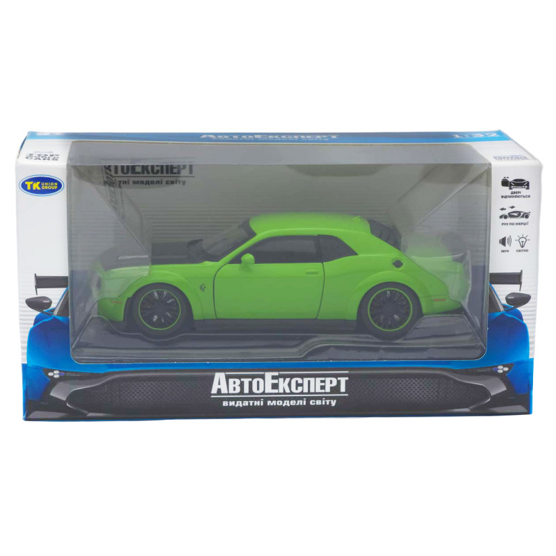Машинка метал Dodge Challenger SRT Hellcat Redeye зелена 1:32 світло звук інерція 15*6,5*4 см (TK-12200)