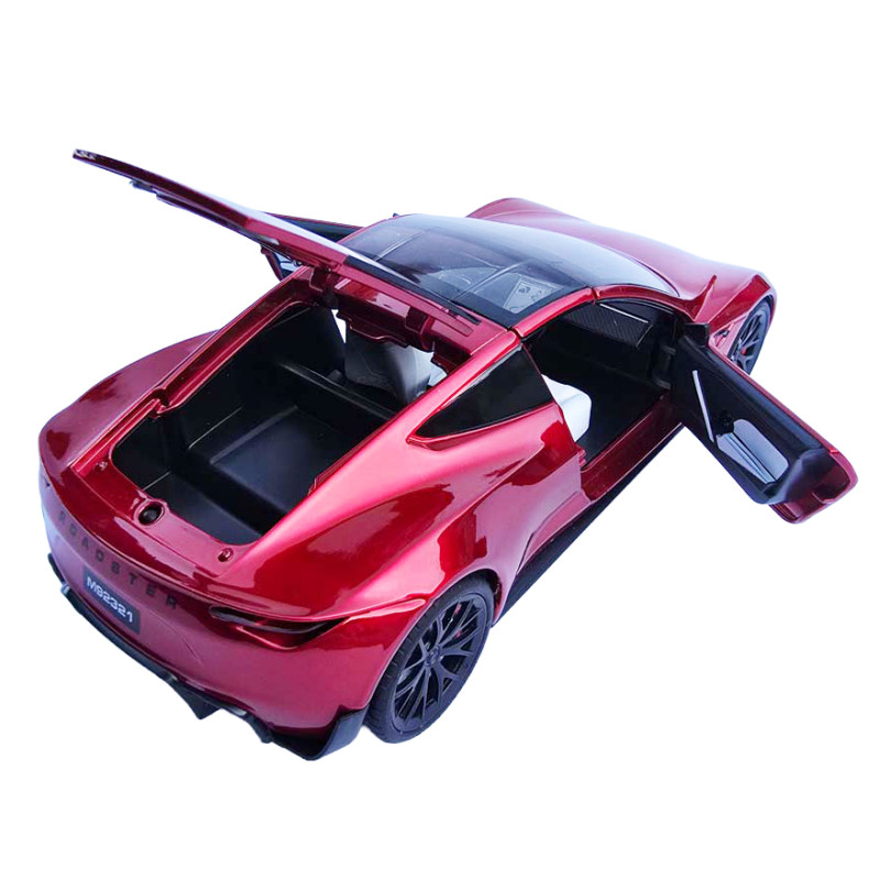 Машинка матал Tesla Roadster Тесла червона електро зарядка 1:24 звук світло 17*6,5*4,5см (RS-03612)