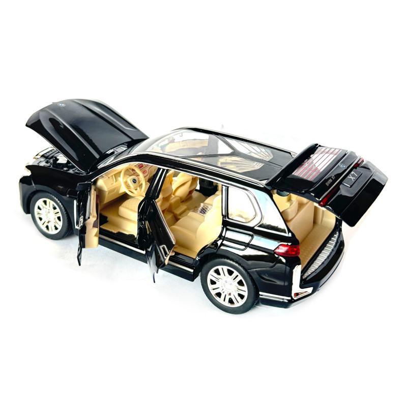 Машинка металева BMW X7 БМВ чорна 1:24 світло звук відкриваються двері баг капот резинові колеса 19*7,5*8см (AP-1843)