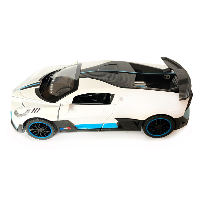 Іграшкова машинка металева Bugatti Divo, Бугатті, біла, звук, світло, інерція, відкр двері, Автоексперт, 1:32,15*7*5см (ТК-10063)