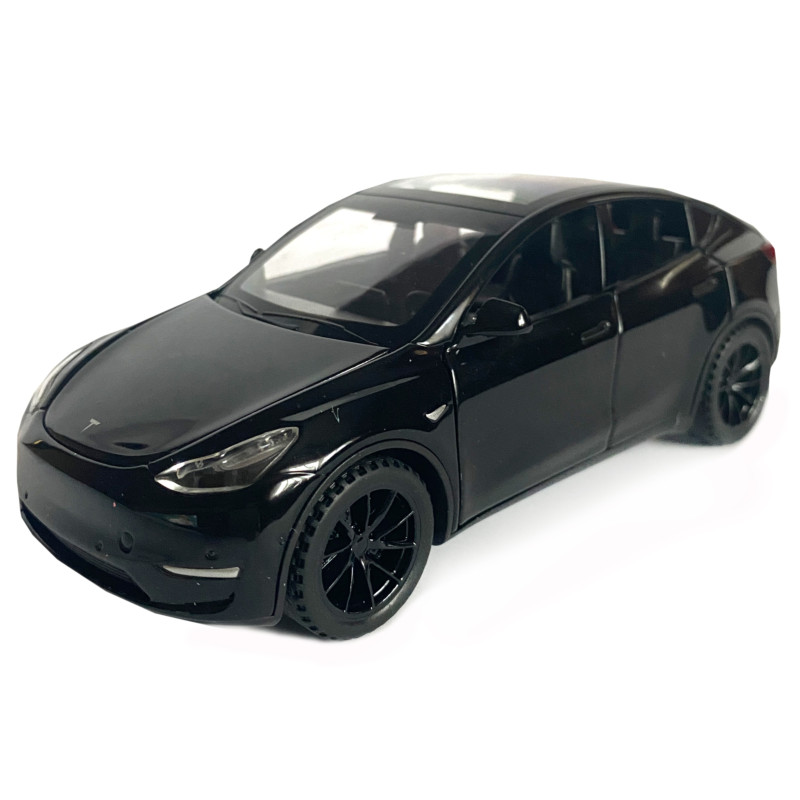Іграшкова машинка металева Tesla Y, тесла, чорна, звук, світло, інерція, откр двері, багажник, капот, Автоексперт, 1:32, 14,5*6*6см (ТК-16723/39110)