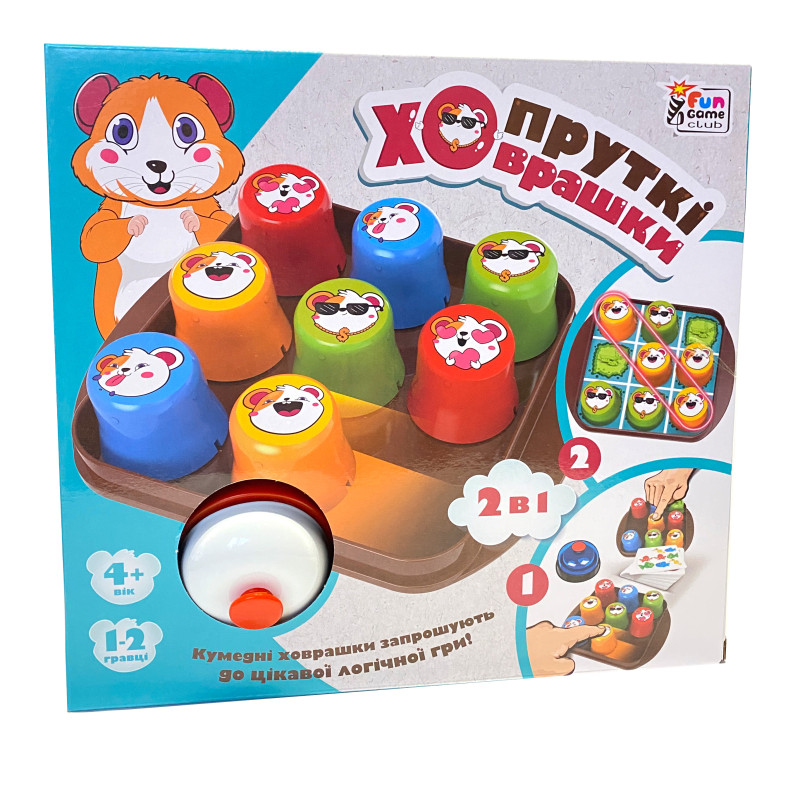 Гра настільна дитяча Пруткі ховрашки, "4FUN Game Club", дзвінок, 25 ігрових карток, ковпачки, наліпки, у кор 29*5,5*27см (79026)