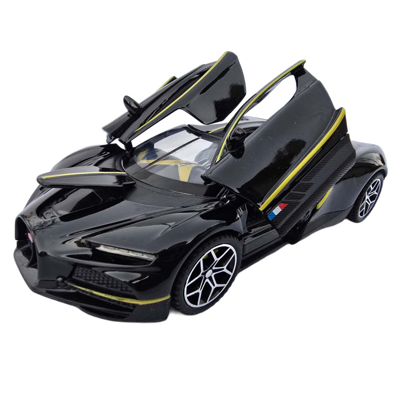 Машинка метал Bugatti Chiron Бугатті чорна 1:32 світло звук 16*7,5*4см (22805)