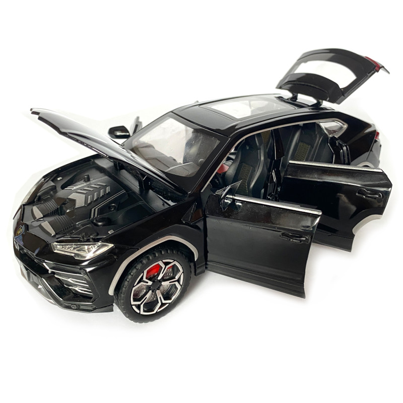 Машинка металева Lamborghini Urus, Ламборгіні Урус, Автоексперт, чорна, 1:24,метал, звук,світло,інерція,рухомі елементи, 21*6*8см (GT-06441)