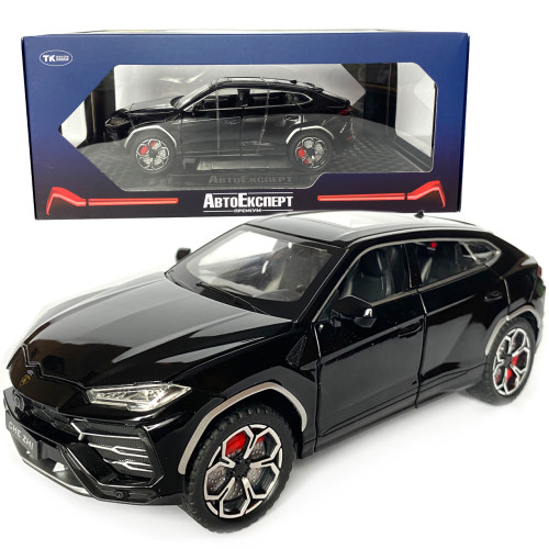Машинка металева Lamborghini Urus, Ламборгіні Урус, Автоексперт, чорна, 1:24,метал, звук,світло,інерція,рухомі елементи, 21*6*8см (GT-06441)