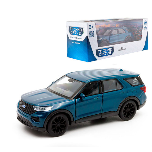 Машинка металл Ford Explorer 2023 Форд голубой металлик 1:43 открывающиеся двери 5*12*4см (250392W)