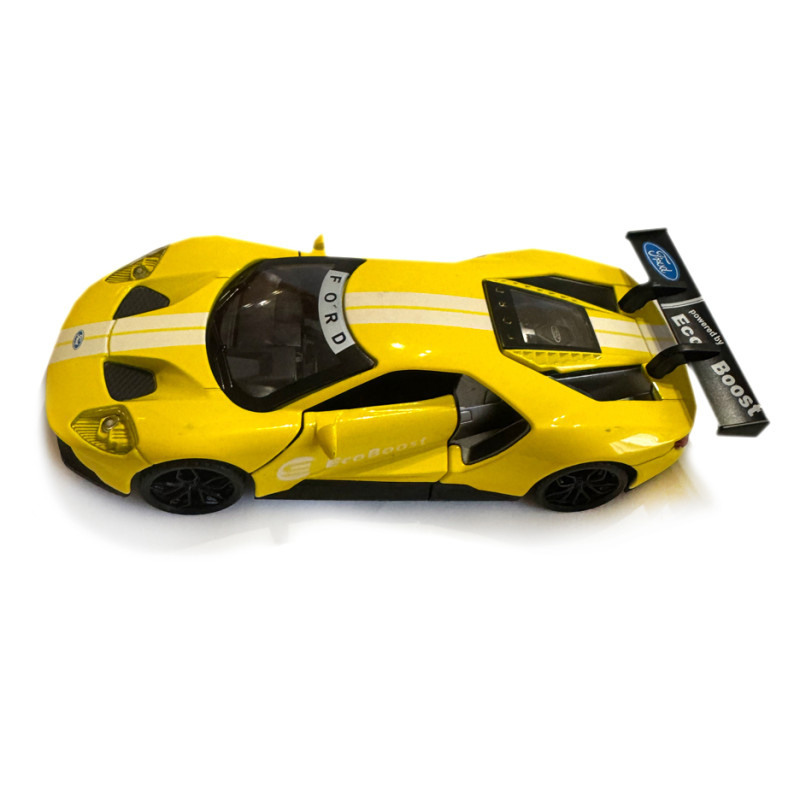 Машинка металева Ford 2017 GT 1:32 Форд жовта звук світло інерція відкр двері  15*7*4см (DL-96332)