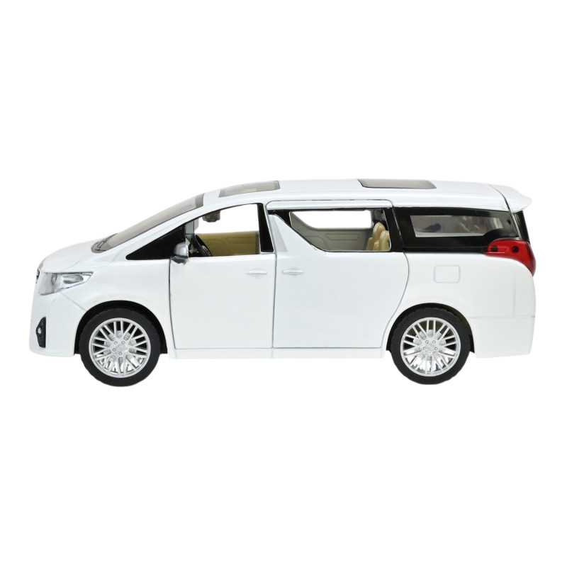 Машинка метал Toyota Alphard Автопром біла 1:29 світло звук відкр двері 17*6,5*6,5 см (68481)