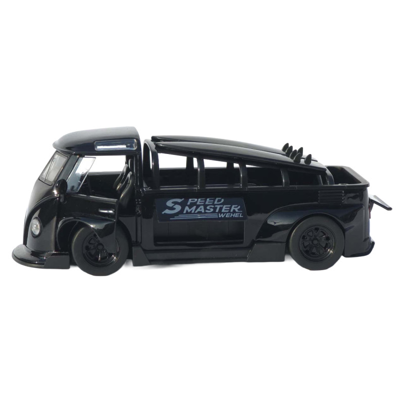 Машинка метал Volkswagen Type 2 (T1) чорна 1:32 світло звук інерція відч двері 2 дошки (TK-19102)