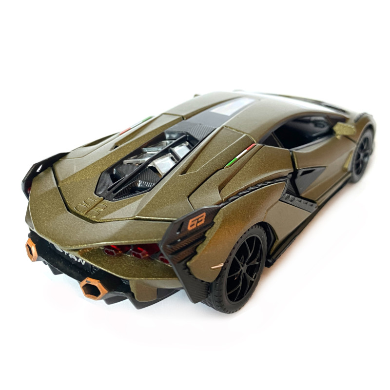 Іграшкова машинка металева Lamborghini Sian, Ламборгіні сіан, зелений, звук, світло, інерція, відкр двері, багажник, капот, Автоексперт, 1:32,15,5*7*5см (ТК-10517)