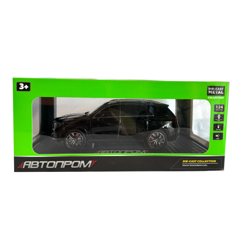 Машинка металева Mercedes-benz GLE 350 de 4MATIC Мерседес чорний Автопром 1:24 світло звук відкр двері баг капот 20*9*8см (AP7708)