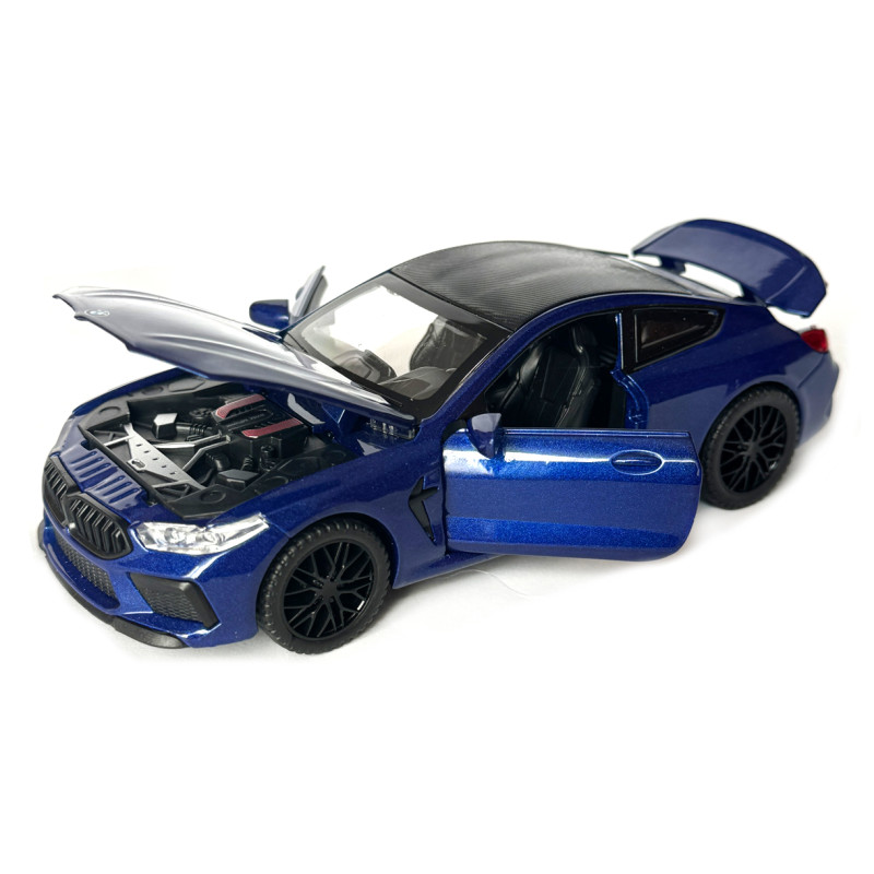 Іграшкова машинка металева BMW M8 Competition Coupe БМВ синя звук світло інерція відкр двері багажник капот Автосвіт 1:32, 14,9*4,9*5,9см (AP-2079)