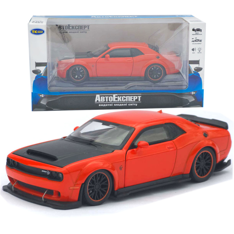 Машинка метал Dodge Challenger SRT Hellcat Redeye червона 1:32 світло звук інерція 15*6,5*4 см (TK-12200)