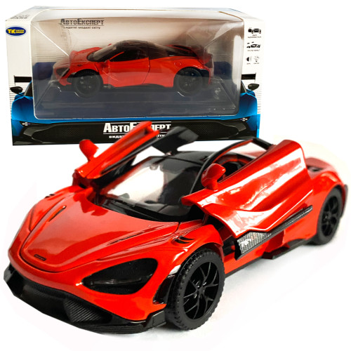 Іграшкова машинка металева McLaren 765LT, макларен, червона, звук, світло, інерція, откр двері, капот, Автоексперт, 1:32,14*8*4см (ТК-15808) 