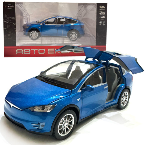 Машина металева Tesla Model 5 Тесла синя 1:22 світло звук відч двері баг капот 21*8*7см (RS-66012)