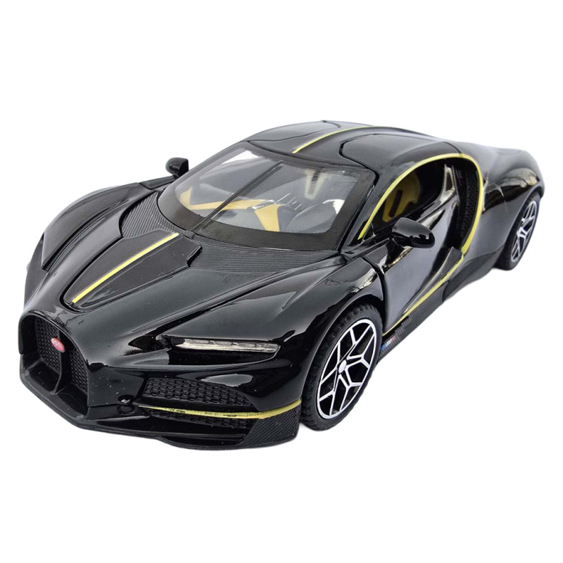 Машинка метал Bugatti Chiron Бугатті чорна 1:32 світло звук 16*7,5*4см (22805)