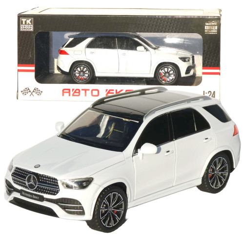 Машинка метал Mercedes-Benz GLE-Class АвтоЕксперт біла 1:24 відкр двері капот багажник (1841-12)