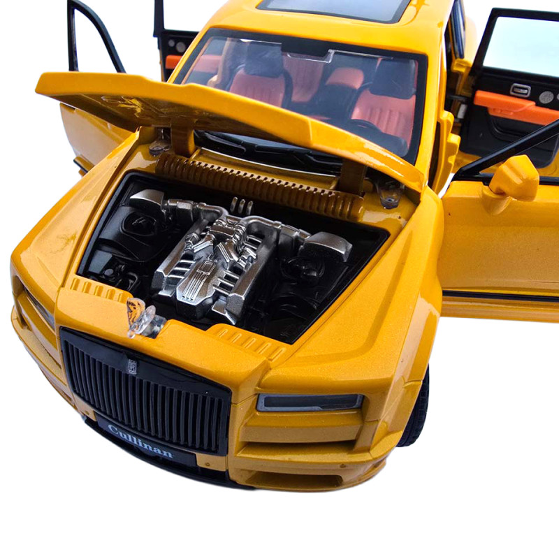 Машинка металева Rolls-Royce Cullinan 1:24 ролс ройс жовтий світло звук 22*9*7,5см (RS-81720)
