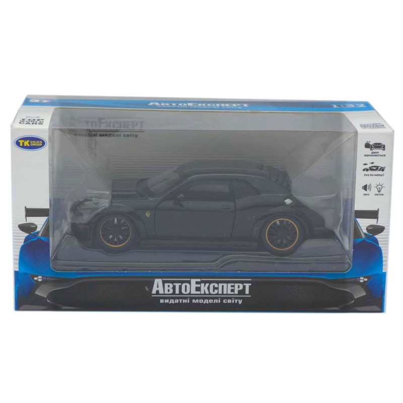 Машинка метал Dodge Challenger SRT Hellcat Redeye чорна 1:32 світло звук інерція 15*6,5*4 см (TK-12200)