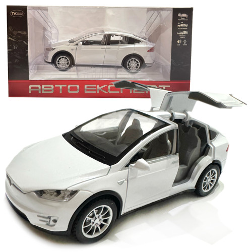 Машина металева Tesla Model 5 Тесла біла 1:22 світло звук відч двері баг капот 21*8*7см (RS-66012)
