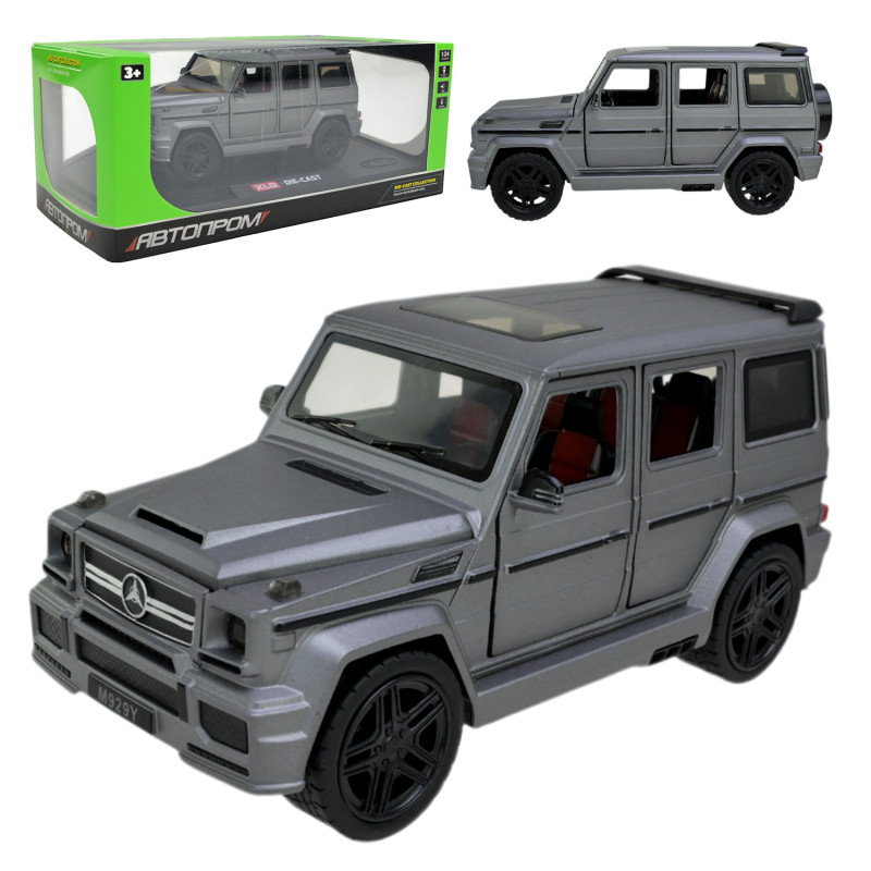 Машинка металл Mercedes-Benz G-Class Gelandewagen серая 1:24 звук свет открыв двери капот багажник (AP7717)