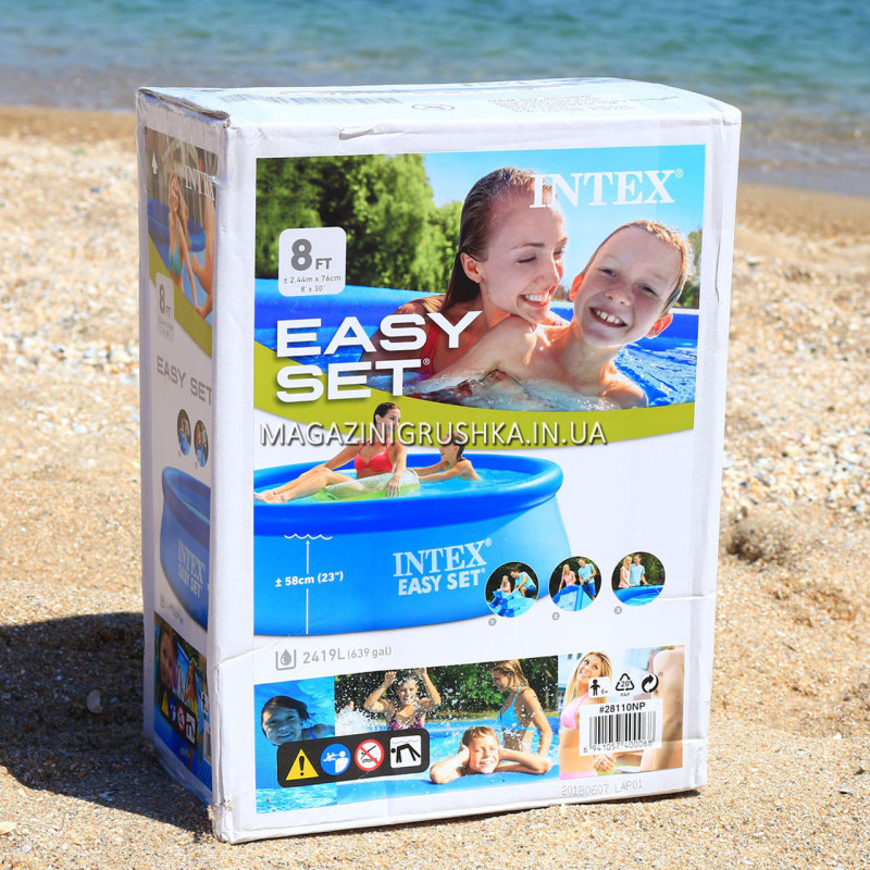Наливний басейн Easy Set Pool Intex розмір 244х76 см об'єм 2420л вага 6,3 кг (28110)