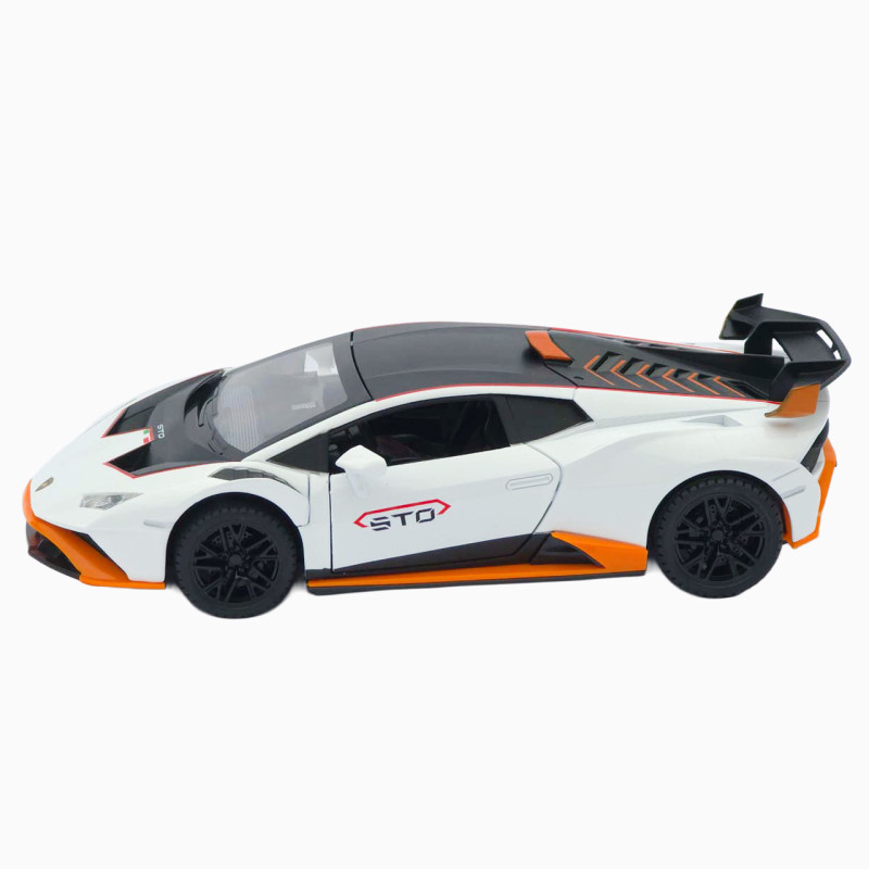 Машинка метал Lamborghini Huracan STO біла 1:24 звук світло відчин двері капот багажник (2511-98)