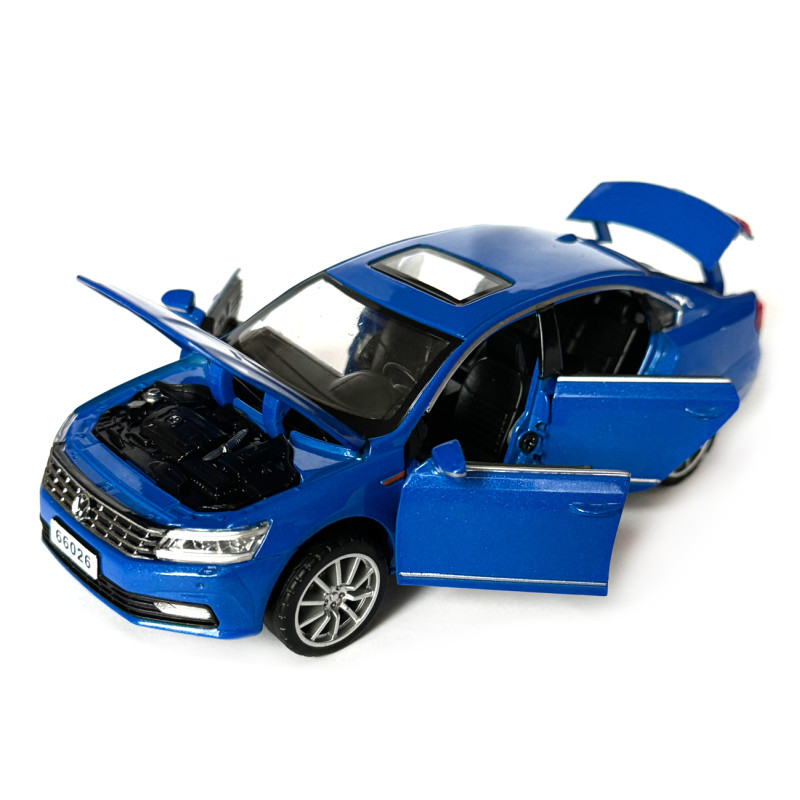 Машинка металева Volkswagen Passat 330 TSI Фольксваген пассат синій 1:32 світло звук відкриваються двері баг капот резинові колеса 15,5*4,5*6 см (AP-1797)