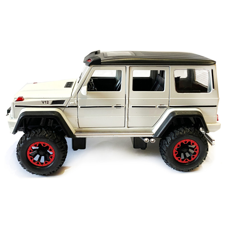 Машинка металева дитяча Mercedes G500 мерседес, біла, Автоексперт, 1:24, світло, інерція, відкриваються двері, багажник, капот, 20*10*11см (GT - 09002)