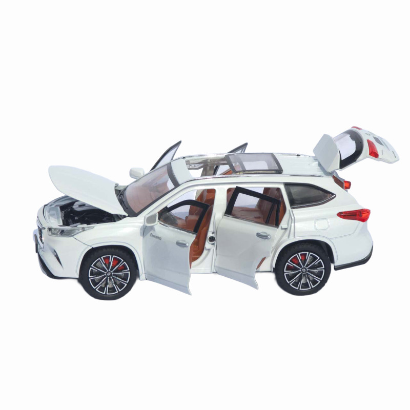 Машинка металл Toyota Highlander АвтоЭксперт белая 1:24 свет звук откр двери капот багажник (1980-08)