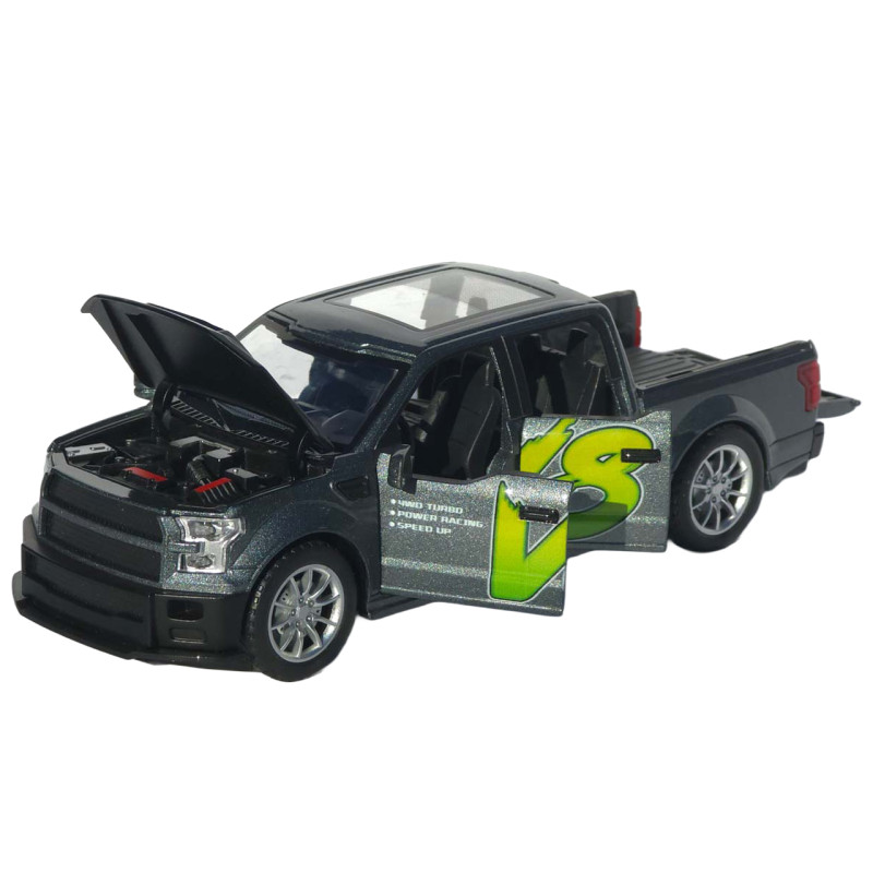 Машинка металл Ford F-150 Raptor серая 1:22 свет звук инерция откр дверь капот багажник (TX33912)