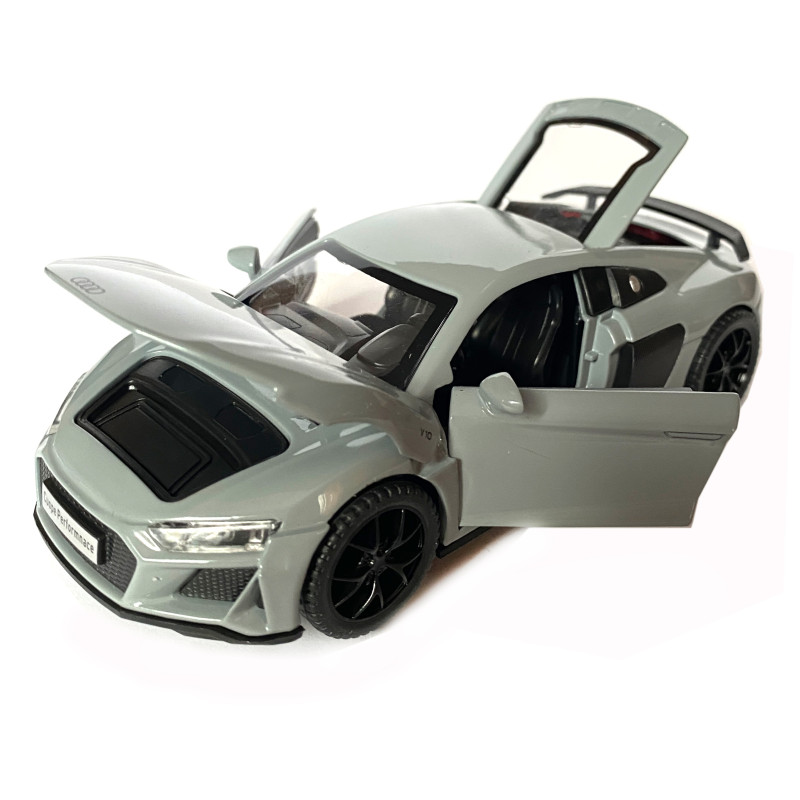Іграшкова машинка металева Audi R8 V10 performance, Ауді, сіра, звук, світло, інерція, відкр двері, багажник, капот, Автоексперт, 1:32,14*7*4,5см (ТК-16650)