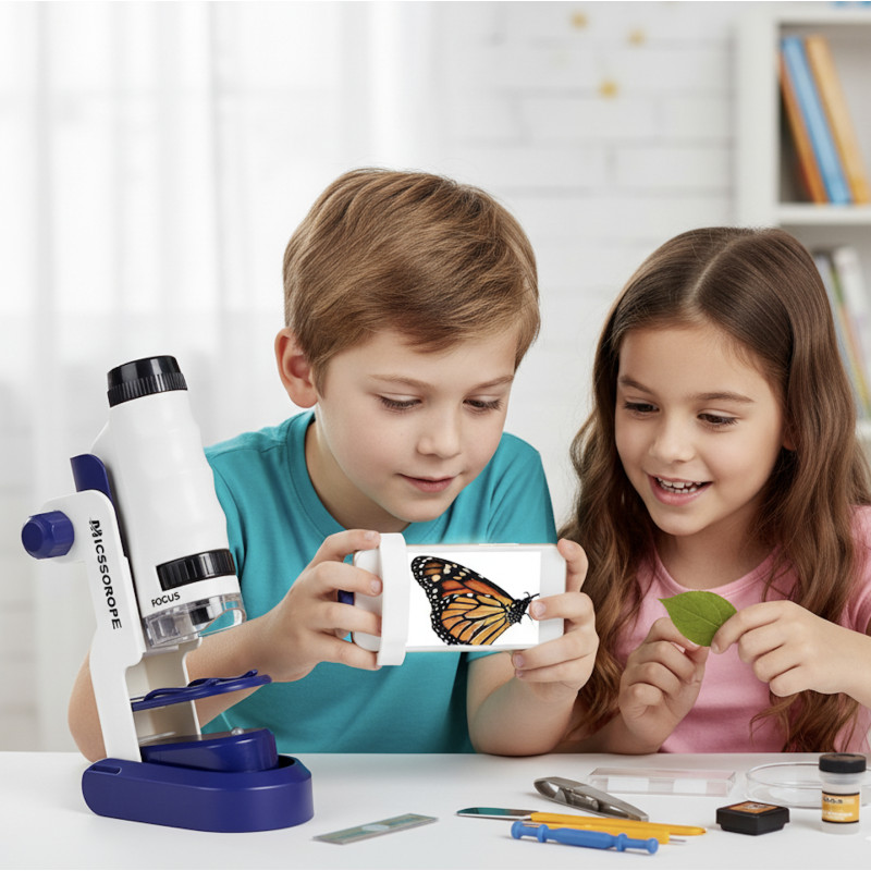 Дитячий мікроскоп Scientific microscope до 120х батарейках аксесуари світло (1220-1)