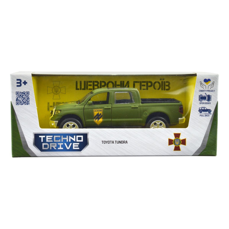Машинка металева серії Шеврони Героїв Toyota Tundra Азов 1:40 мілітарі 5*12*4см (KM6008)